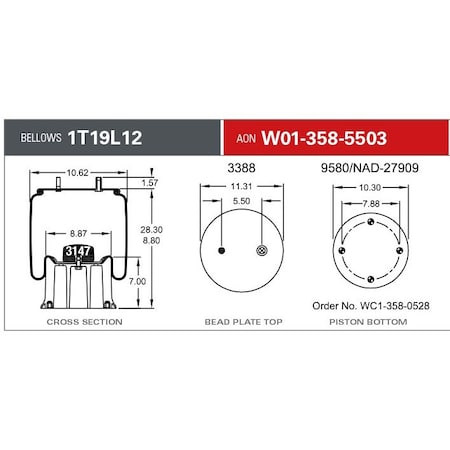 Firestone 1T19L12 Rb 3/4Cf1/2St Pbw W013585503